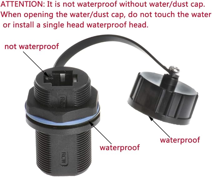 5PCS Panel Mounting Shielded RJ45 Waterproof Cat5/5e/6 8P8C Connector Ethernet LAN Cable Connector Double Head Adapter with Waterproof/Dust Cap