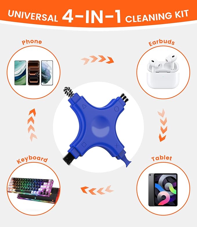 Port Cleaner for iPhone, CODOGOY Charging Port Cleaning Kit with Brushes for Lightning Port & USB-C Phones, Earbuds - Blue