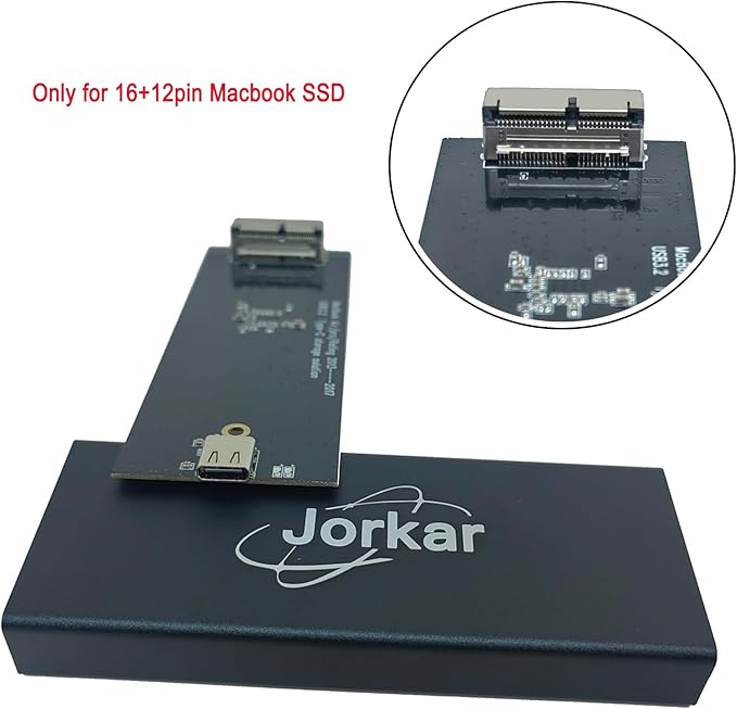 External SSD Enclosure for MacBook Air/Pro 12+16 PIN SSD, Hard Drive Reader for A1466 A1465 A1502 A1398 SSD mid 2013-2017, Portable Mac SSD to USB-C 3.2 Adapter Case (No SSD)