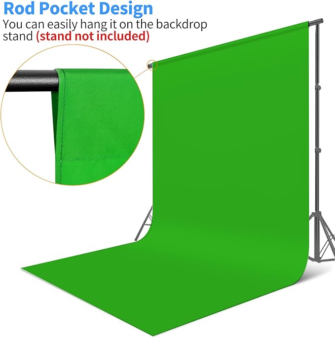 HEMMOTOP Green Screen Backdrop, 5x6.5 ft Photography Chroma Key Greenscreen Background Sheet for Background Removal, Zoom Meeting, Photo Video Studio, Live Streaming, Video Recording (Backdrop only)