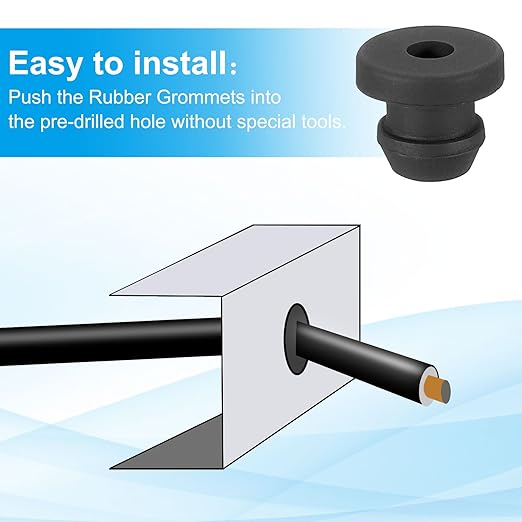 PATIKIL 6mm / 1/4 Inch Drill Hole,1/8 Inch ID Rubber Grommets, 15Pcs Top Hat Grommet for Wiring Eyelet Ring Gasket Automotive Firewall Cable Hole Plugs Wires Protection, Black