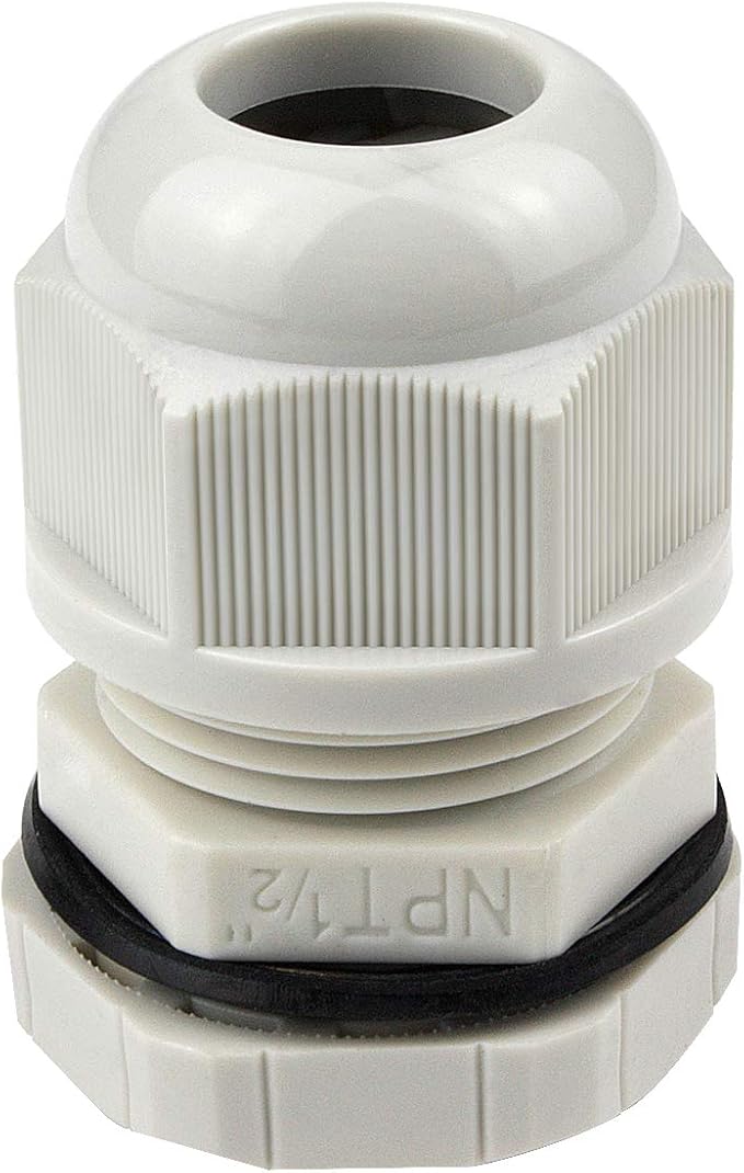 XHF 50 Pcs 1/2" IP68 Strain Relief Nylon Cord Grip Waterproof NPT Cable Glands Adjustable UL Listed and RoHS Compliant (Grey)