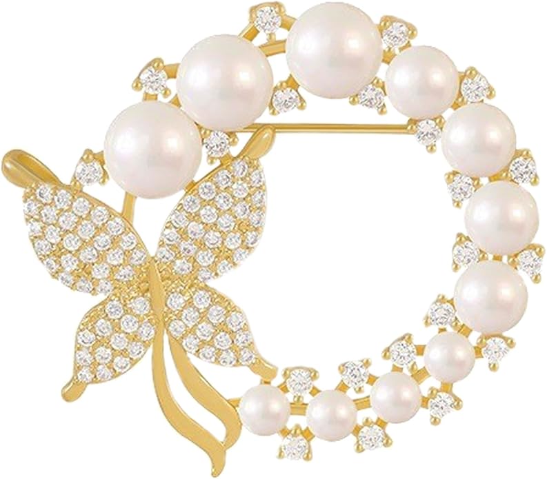 Crystal Pearl Flower Brooches Pins Fashion Beautiful Created Rhinestone Floral Brooch Good Idea for Party Dance Wedding Banquet for Elegant Women Girl