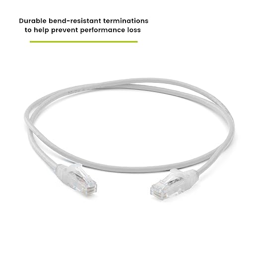 TRUECABLE Cat6 Component Rated Patch Cable, Unshielded (U/UTP), 3ft, White, 28AWG Solid Copper, Snagless 10G High-Speed Ethernet Cable, PoE++ 4PPoE 100W, UL Listed, RoHS-3, 1 Pack