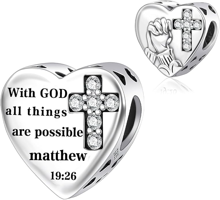 Bible Family Mom Wife Love Heart Dangle Charm 925 Sterling Silver Charms fits Bracelets and Necklace Pendant Bead Charms Jewelry Present for Women Family Friends