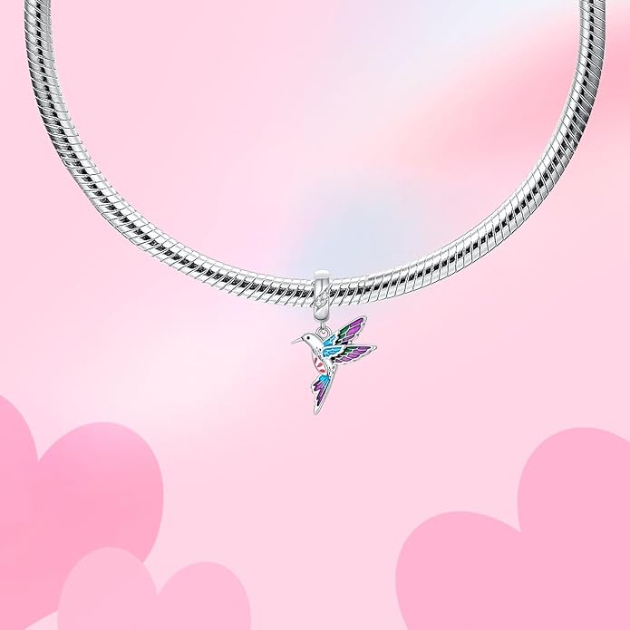 Birthday Fashion Love Heart Dangle Charm 925 Sterling Silver Charms fits Bracelets and Necklace Pendant Bead Charms Jewelry Present for Women Family Friends
