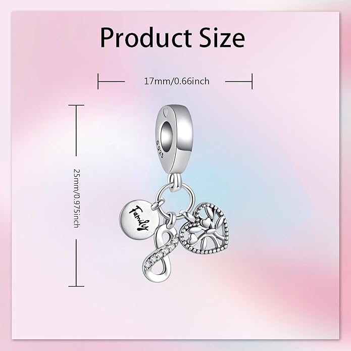 Birthday Fashion Love Heart Dangle Charm 925 Sterling Silver Charms fits Bracelets and Necklace Pendant Bead Charms Jewelry Present for Women Family Friends