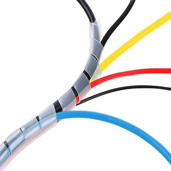 33FT XHF 5/16" Clear Spiral Cable Wrap 8mm(Wrapping Range:6mm-60mm) Cord for Computer Electrical Wire Organizer Sleeve Hose RoHS