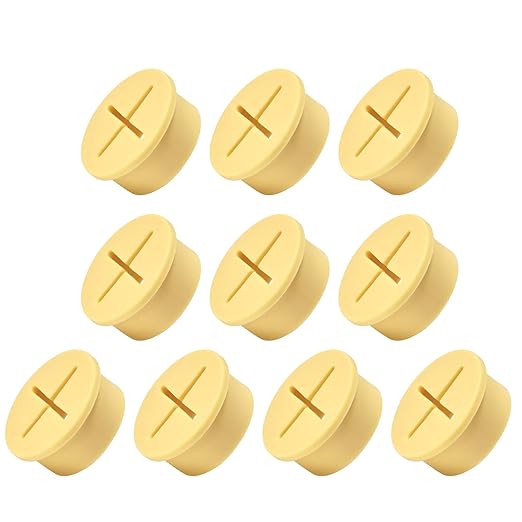 10Pcs Desk Grommet, 1" (25mm) Yellow Silicone Cord Hole Cover, Flexible Rubber Wire Grommets, Wall Grommets for Cables Management, Table, Countertop, Cabinets and Furnitures Wire Organizer