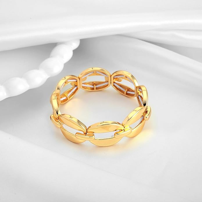 Chunky Gold Stretch Bracelet for Women Adjustable Elastic Chain Bracelet Bold Statement Bracelet Trendy Jewelry