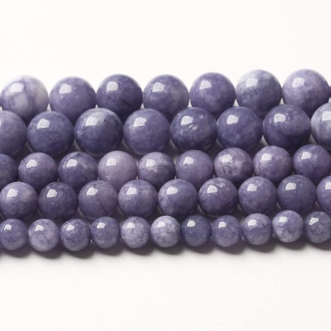 8mm 90pcs Natural Purple Angelite Stone Beads Lavender Gemstone Round Loose Beads for Jewelry Making DIY Bracelet Necklace Earrings 32" 2 Strands