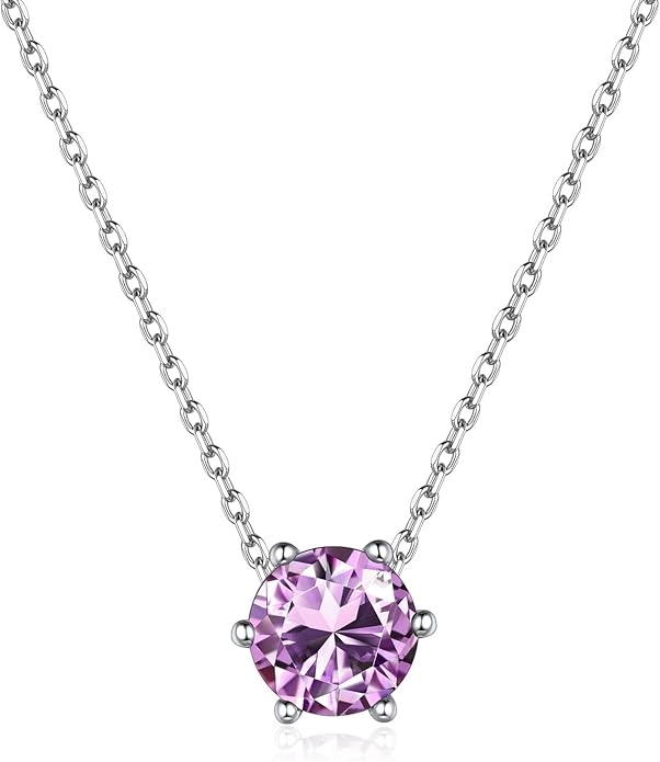ChicSilver 925 Sterling Silver 12 Months Sparkling Round Cut Created Birthstone Pendant Necklace, 16 Inch Rolo Chain