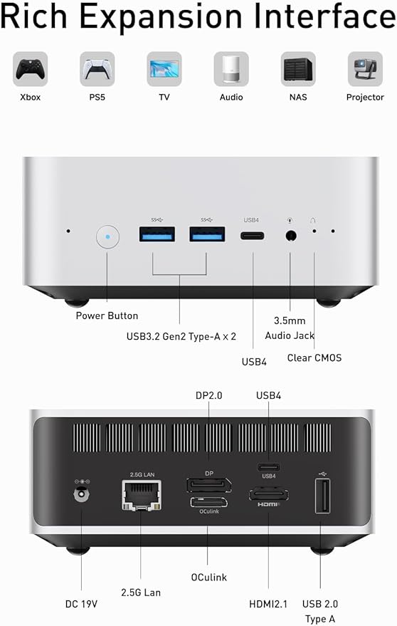 MINISFORUM AI Mini PC M1 Pro-125H with Intel Core Ultra 5 Processor 125H(14C/18T,up to 4.5Ghz), Mini Computer 32GB DDR5 PCIe4.0 SSD 1TB,Triple Display with HDMI 2.1/USB4/DP,5X USB Ports, WiFi 7,BT5.4