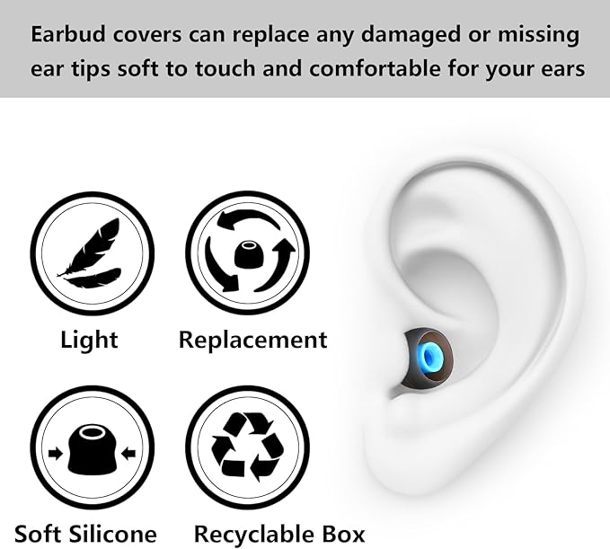 Silicone Replacement Earbud Tips Earbud Covers Fit for in-Ear Headphones (Inner Hole 3.8mm -5.1mm) Earbud Replacement Tips Earbud Rubber Tips 9 Pairs S/M/L