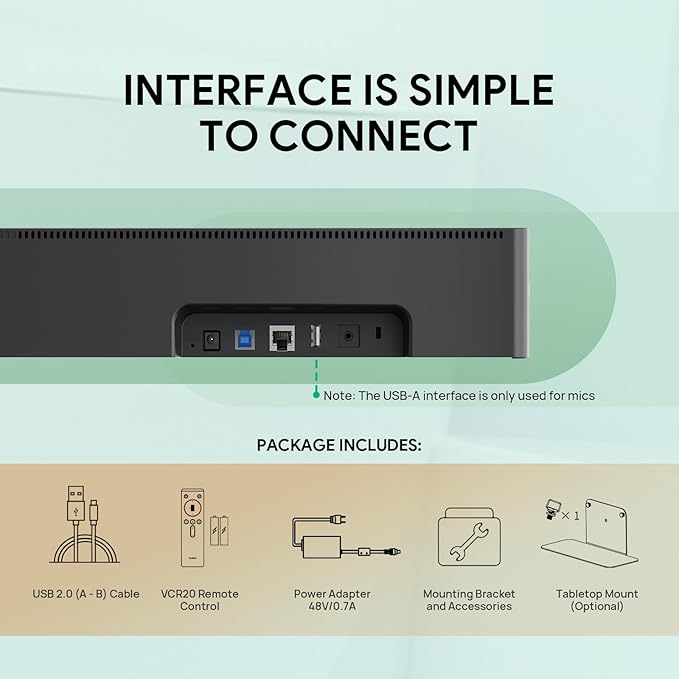 Yealink UVC40 E2 USB Conference Room Camera System Ultra-HD 4K Video Conference Camera 120° Wide-Angle Lens Built-in 8 Microphone Arrays Auto Framing Speaker Tracking and Smart Area Exposure Webcam