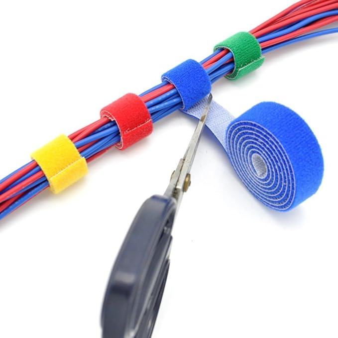 Reusable Fastening Tape Cable Ties 3/4 Inch Double Side Hook Roll (25 Yard, Black)
