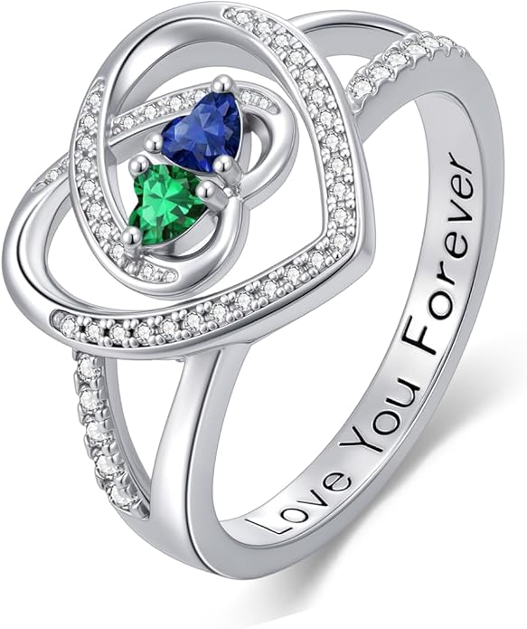 Valentine's Day Gifts for Women Birthstone Rings for Women Heart Statemet Engagement Eternity Wedding Promise Rings Jewelry Anniversary Christmas Valentine Mothers Day Birthday Gifts for Wife Her Girlfriend