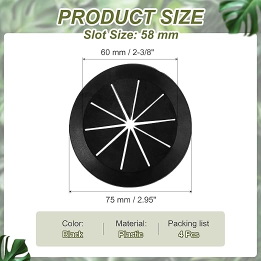 PATIKIL Desk Grommet 2-3/8", 4 Pcs Round Cable Grommet Cord Hole Cover with Adhesive Tape Flexible Table Wire Organizer for Office Home Table Countertop, Black