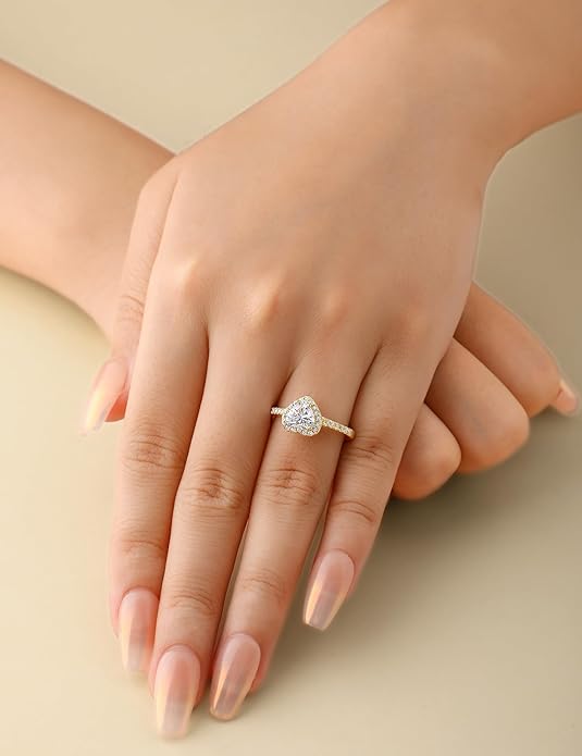 Elspeth 925 Sterling Silver Heart Engagement Ring for Women Heart Cut Cubic Zirconia Promise Ring Size 4-10