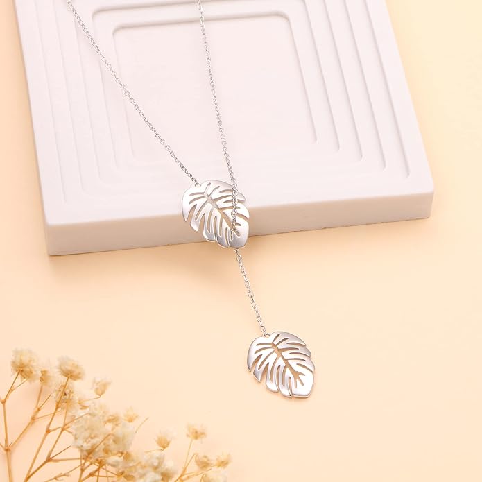 Long Necklace Sterling Silver Larait Bar Y Lariat Long Chain Drop Adjustable Necklace Gift for Her, 30"