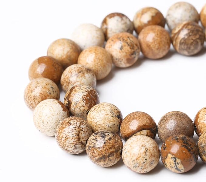 4mm 90pcs Natural Picture Jaspers Stone Beads Round Smooth Gemstones Loose Spacer Beads for Jewelry Making DIY Necklaces Bracelets 15"(Picture Jasper Stone, 4mm)