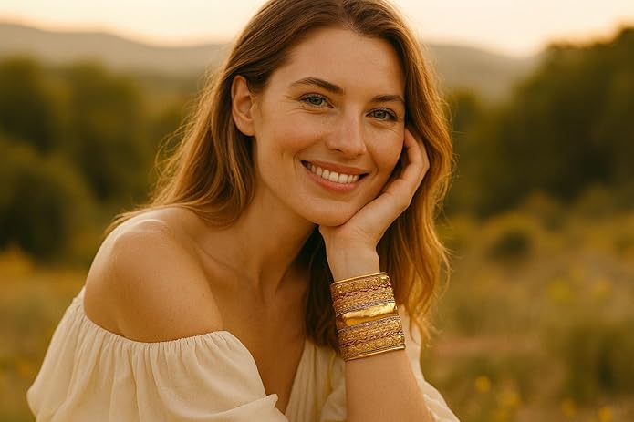 Touchstone Indian Bollywood Handcrafted Slip In Easy To Wear Stylish Wrist Enhancer Designer Broad Jewelry Cuff Bracelet For Women and Men.
