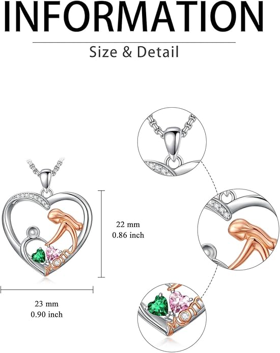 Valentines Day Gift for Mom Mother Daughter Necklace Birthstone Necklaces for Women Anniversary Jewelry Valentine Mothers Day Christmas Birthday Gifts for Mom Women Her Wife Girlfriend
