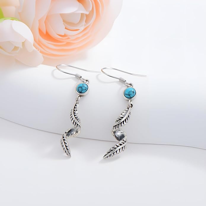 Western Earrings for Women 925 Sterling Silver Turquoise Western Country Dangle Drop Earrings Country Jewelry Gifts for Cowgirl Cowboy