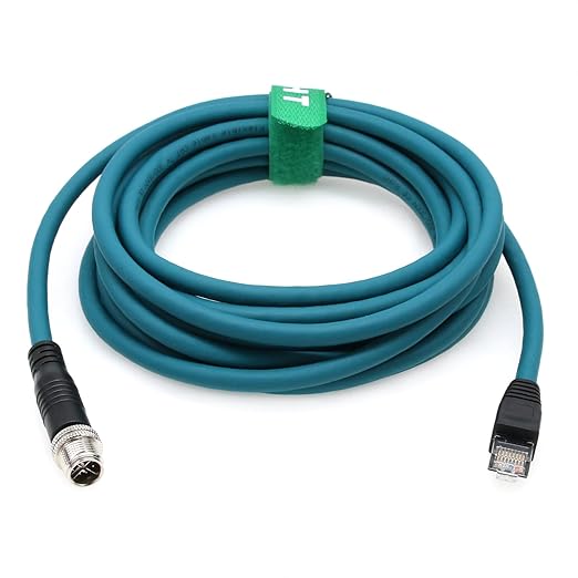 Ethernet Cable for Datalogic Matrix 220 320 Keyence Cognex in-Sight 7000 Gen2 Vision Camera Sensor Reader, M12 8 Pin X-Coding RJ45 CAT-7e 10M