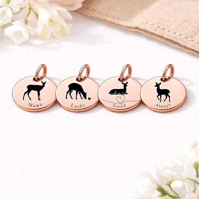 SM Design Mama Animal Charm Set – Set of 4 Stainless Steel Charms – Motherhood & Family Keepsake Jewelry Charmss