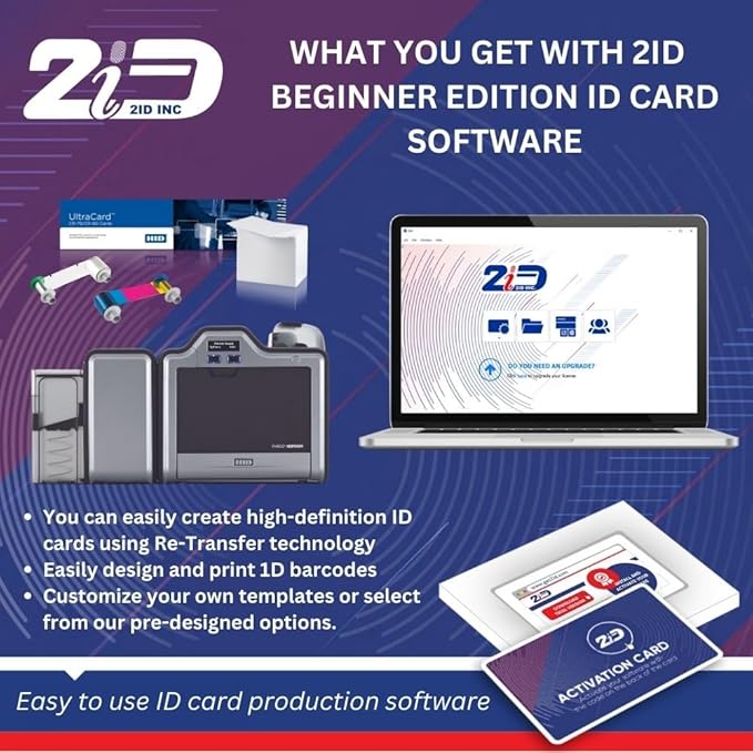 2ID Fargo HDP5000e Dual-Sided ID Card Printer 096640 | High-Definition and Versatile Badge Printer for Corporate and Student ID Badges