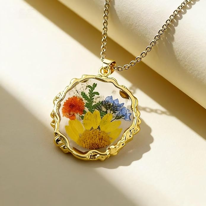 Birth Flower Necklace,1-12 Birth Month Flower Handmade Pendant Necklaces for Women Personalized Custom Floral Jewelry,Boho jewelry,Birthday Gift for Women Girls Best Friend