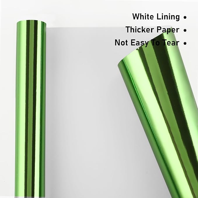NESCCI Light Green Metallic Wrapping Paper, Solid Color Paper,Gift Wrapping Paper,Perfect for Wedding,Valentine's Day,Birthday, Christmas,Baby Shower,DIY Bouquet (17.5 Inches X 32.8 Feet)