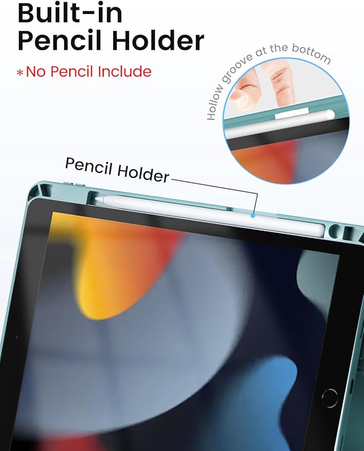 OYEEICE for iPad 9th Generation Case with Keyboard - Detachable Backlit Keyboard - 360 Rotatable Cover with Pencil Holder for iPad 9th/8th/7th Gen, iPad Air 3rd Gen & iPad Pro 10.5" - Teal