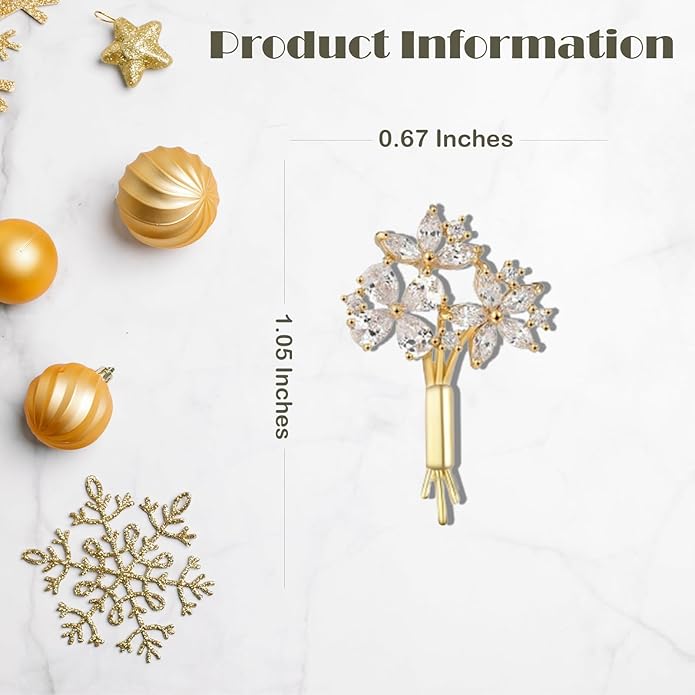 Pearl Flower Brooch for Women - Gold Plated Pearl Flower Pin Rhinestone Buttons Lapel Pin Jewelry - Valentine's Day Gift