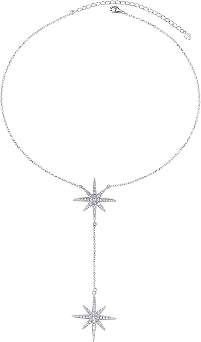 Savlano 14K Gold Plated Cubic Zirconia Round Cut Starburst 18 Inches Pendant Chain Necklace For Women