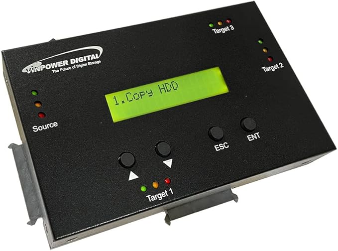 Vinpower 1 to 3 SATA 2.5" & 3.5" Hard Disk Drive/Solid State Drive (HDD/SSD) Clone Duplicator and DOD Level Eraser