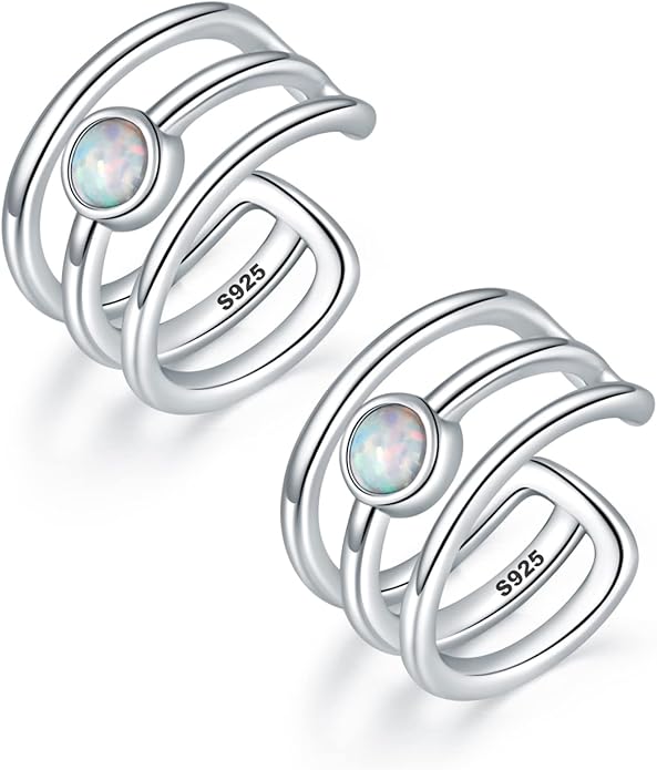 CHIC & ARTSY 925 Sterling Silver Ear Cuffs for Women, Non Piercing Clip On Cartilage Cuffs, Adjustable Fake Conch & Helix Earrings, Gold Plated & Oxidized Various Styles