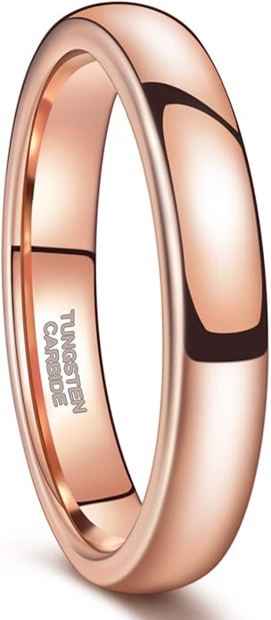 Greenpod 2mm 4mm 6mm Tungsten Wedding Bands Ring for Women Men Rose Gold Plated/Silver/24K Gold Plated/Black Polished Slim Engagement Promise Rings Comfort Fit Size 4-13