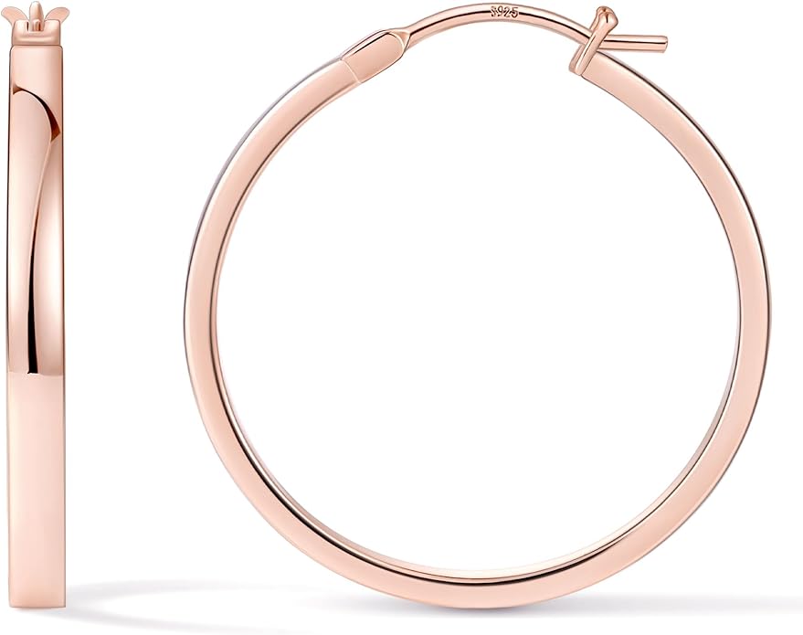 Gacimy Flatted Hoop Earrings for Women 14K Gold Plated with 925 Sterling Silver Post