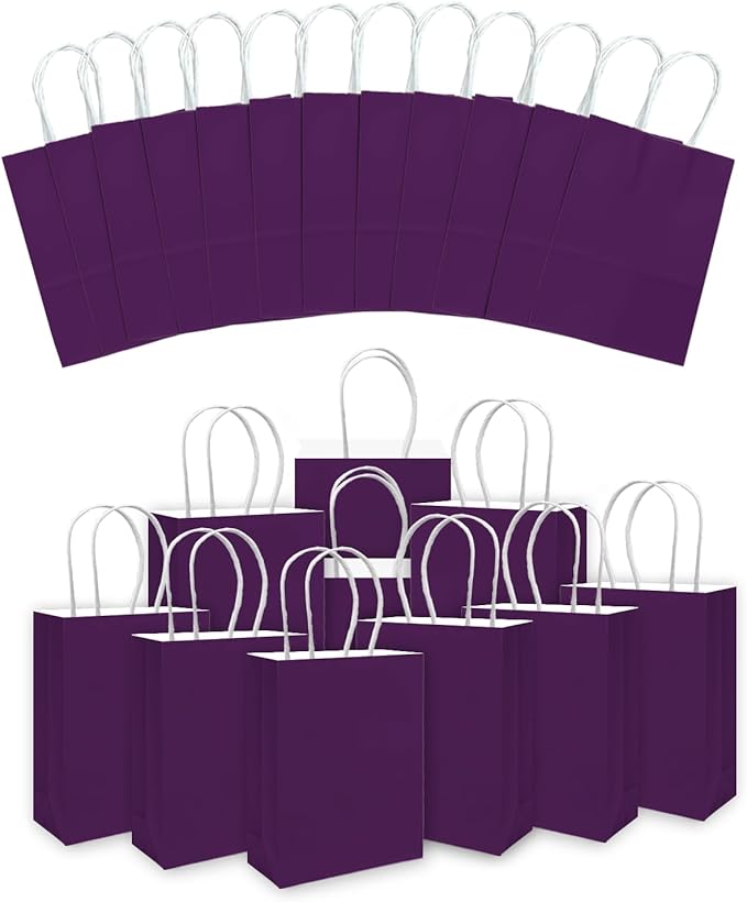 qiqee 30PCS Medium Gift Bag with Handles Bulk 11"x5"x8" Gift Bags Cardamom Purple Bags Multiple Uses (Medium Size)