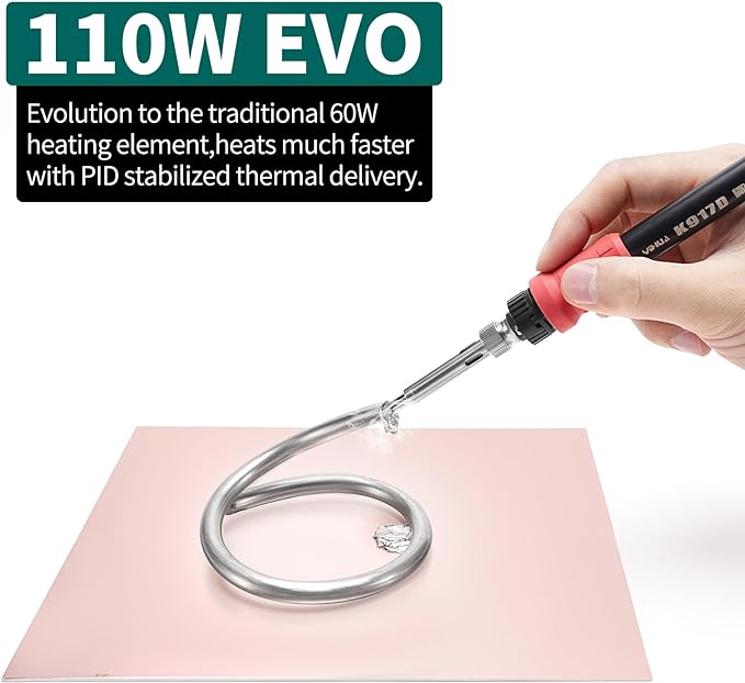 YIHUA 939D+ III EVO Digital Soldering Iron Station Kit 110W High Power with LCD display, 4 Memory Channels, Sleep Mode, Digital Calibration, Solder Wire, Helping Hands, Magnifier, 3 Soldering Tips