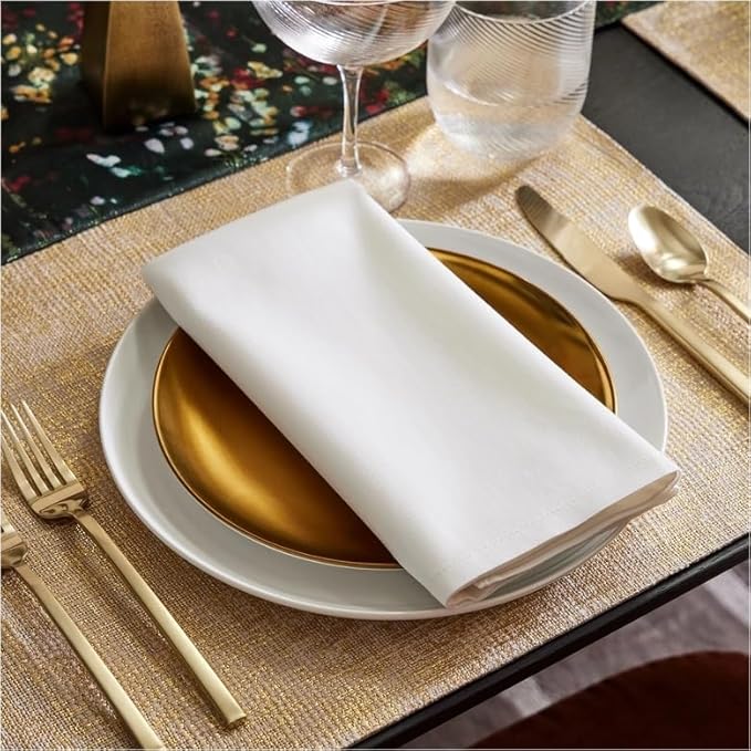 TARAN LIVING Cotton Napkin 100% Cotton Dinner Napkin Washable Dinning Table Napkins Gift for Easter Party Soft Farmhouse Décor White Napkins Cloth Set of 12-18x18 Inch