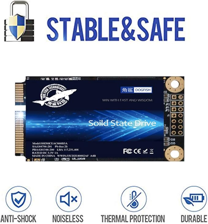 SSD mSATA 250GB Dogfish Internal Solid State Drive High Performance Hard Drive for Desktop Laptop SATAIII 6Gb/s Includes SSD 32GB 60GB 64GB 120GB 128GB 240GB 250GB 480GB 500G 1TB (250GB MSATA)