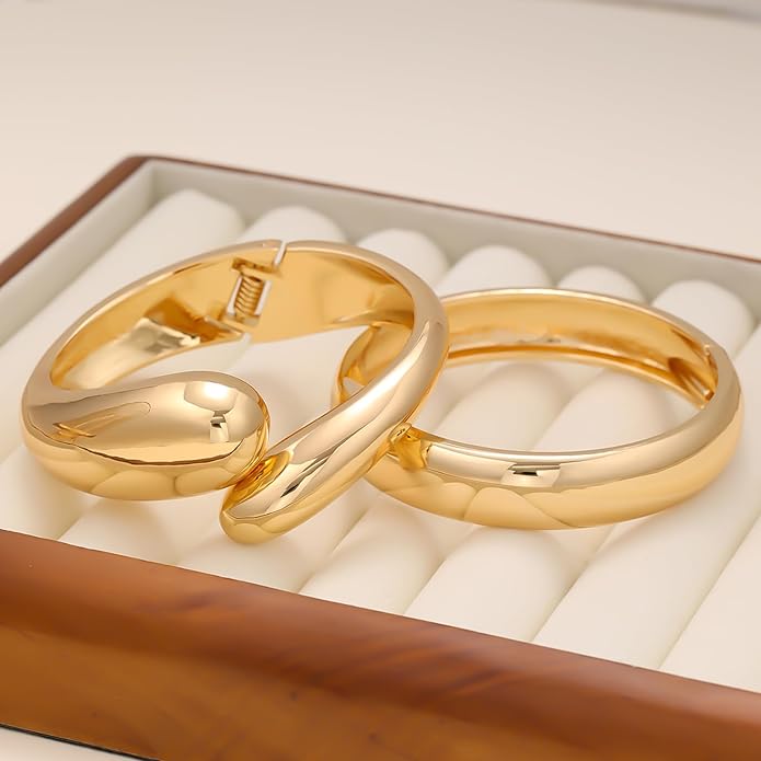 14K Gold Plated Chunky Cuff Bracelet for Women Non Tarnish Stainles Bracelet for women fashion jewelry