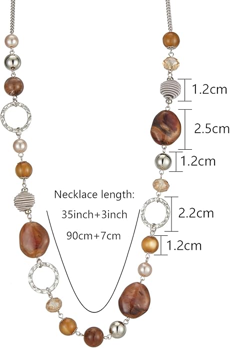 PEARL&CLUB Long Beaded Necklaces For Women - Sweater Chain Fashion Jewelry Necklace Gifts For Women