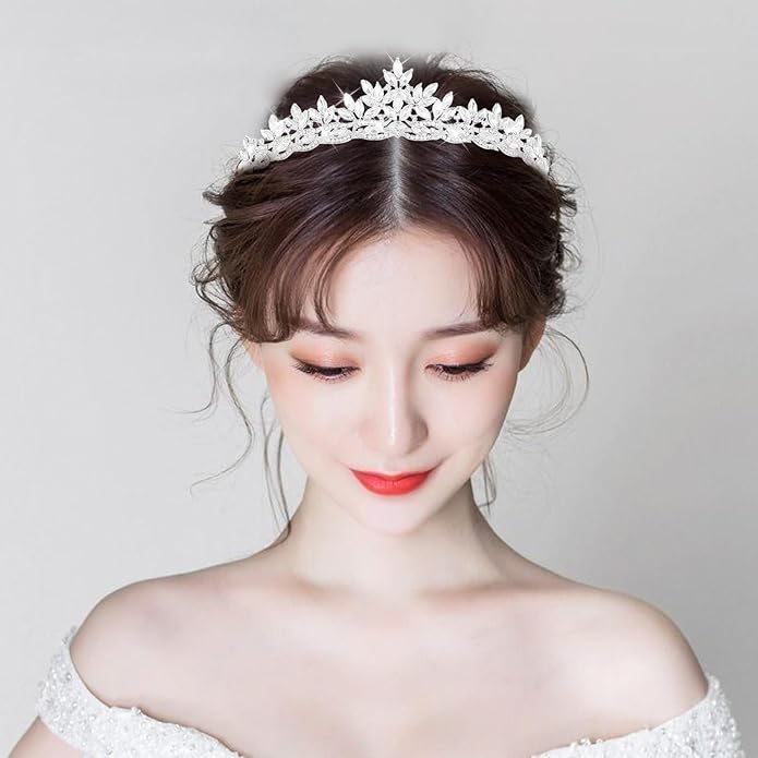 Crystal Tiaras & Crowns for Women, Bride Royal Queen Headband Princess Headpieces for Birthday Cake Crown & Prom Pageant Party
