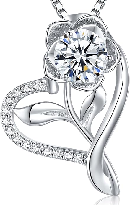 Gorgeous Moissanite Necklaces for Women - Valentine's Day Gifts for Wife Girlfriend, 925 Sterling Silver 1-3CT Moissanite Pendant Jewelry, Wedding Anniversary Birthday Christmas for Mom