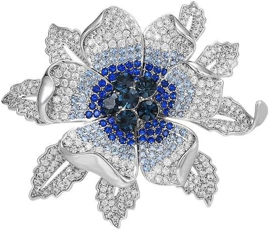 Rhinestone Flower Brooch Austrian Crystal Flower Pin 18k Gold Plated Floral Brooch Lapel Pin Jewelry Mother's Day Birthday Gifts for Mom Wife