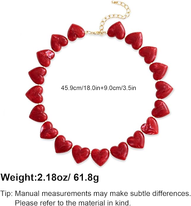 YUJIE Amber Acrylic Heart Choker Necklace for Women Vintage Punk Chunky Necklace Trendy Fashion Accessory